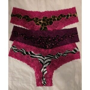Lot Of 3 , NWT Rear EXPRSS M Animal Print Mesh  Lace  Flirty Cheeky  Panties